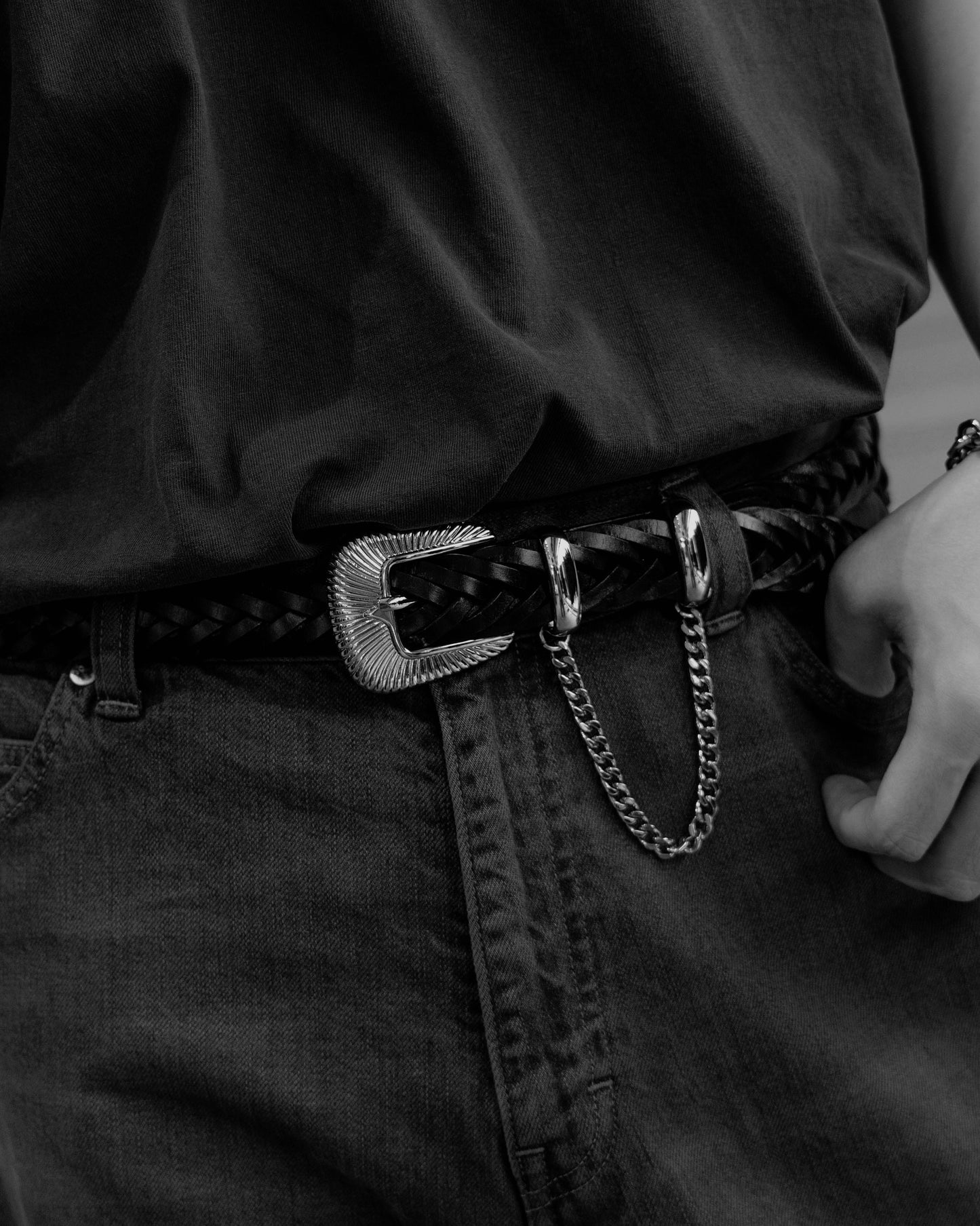 western leather braided belt
