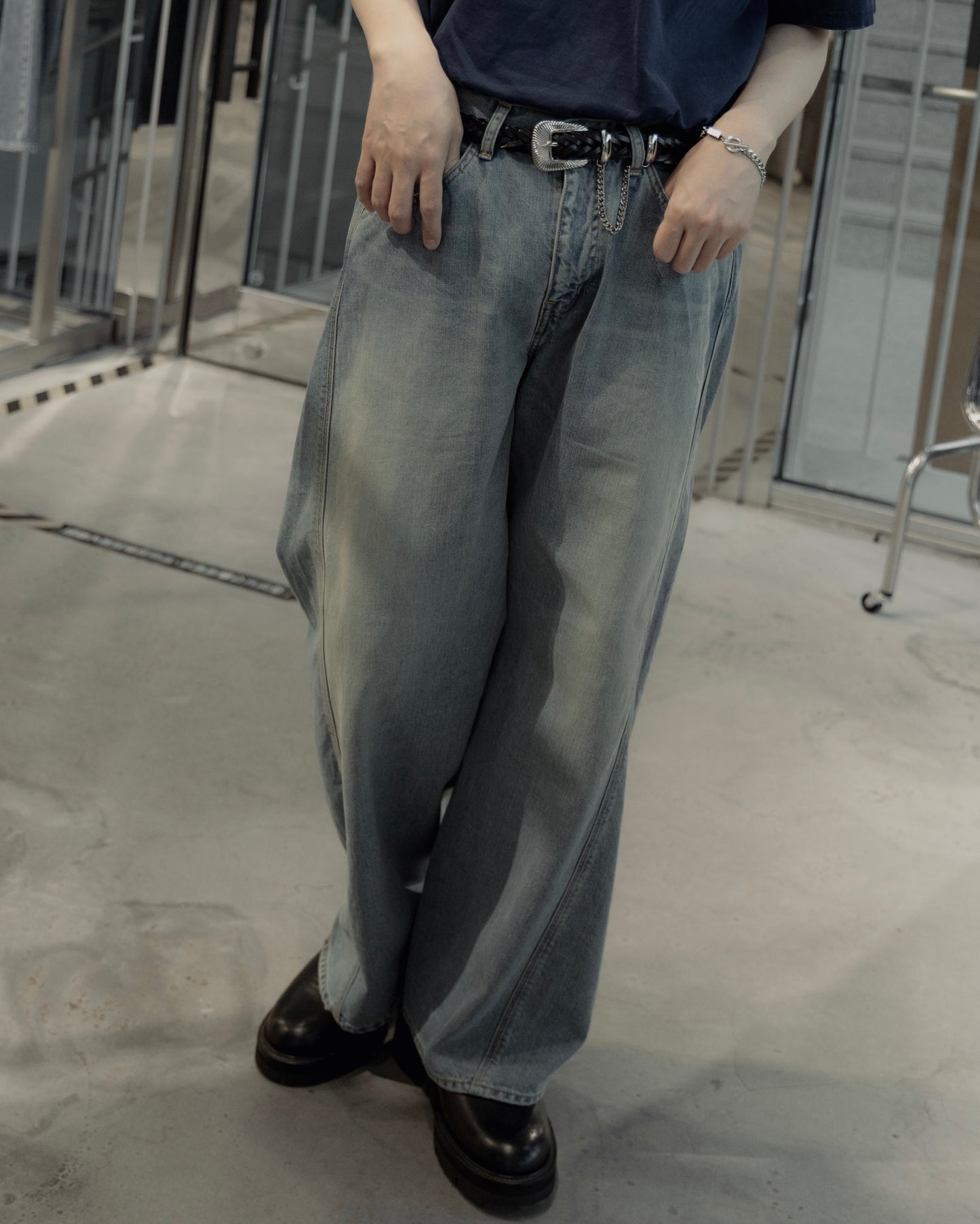 used 3d twist work denim