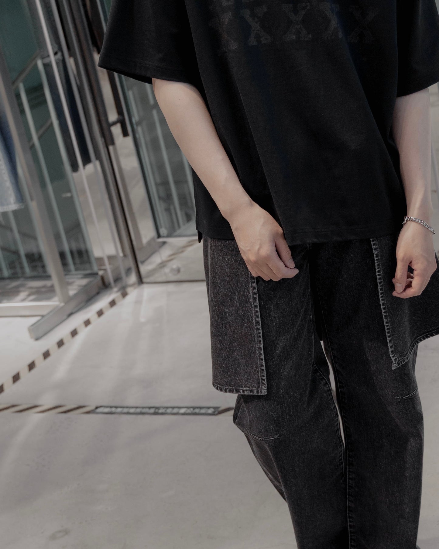 wrap skirt denim pants