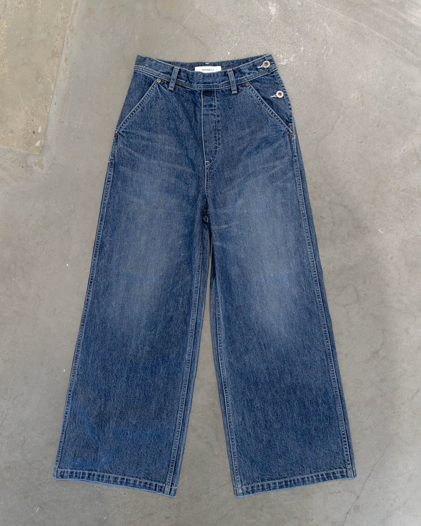 denim wide stem pants