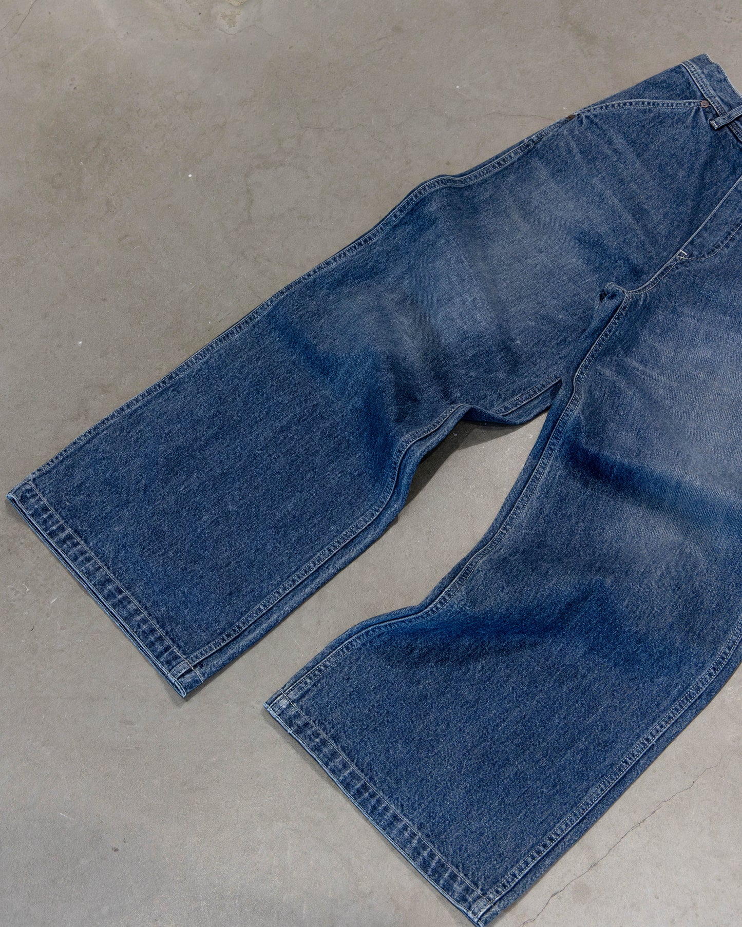 denim wide stem pants