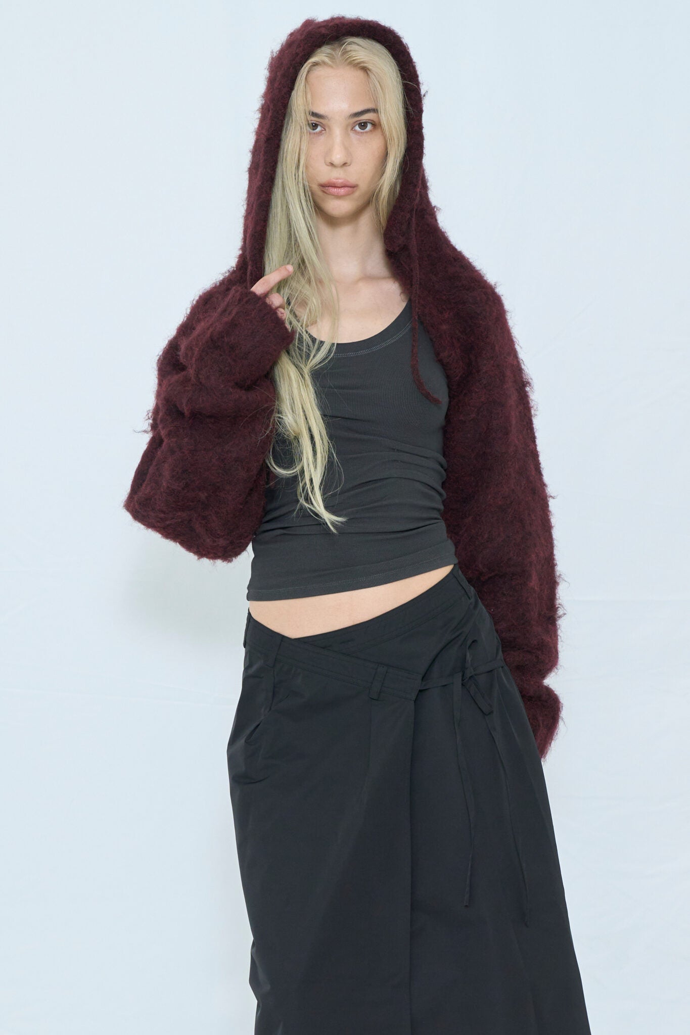2way hooded muffler knit