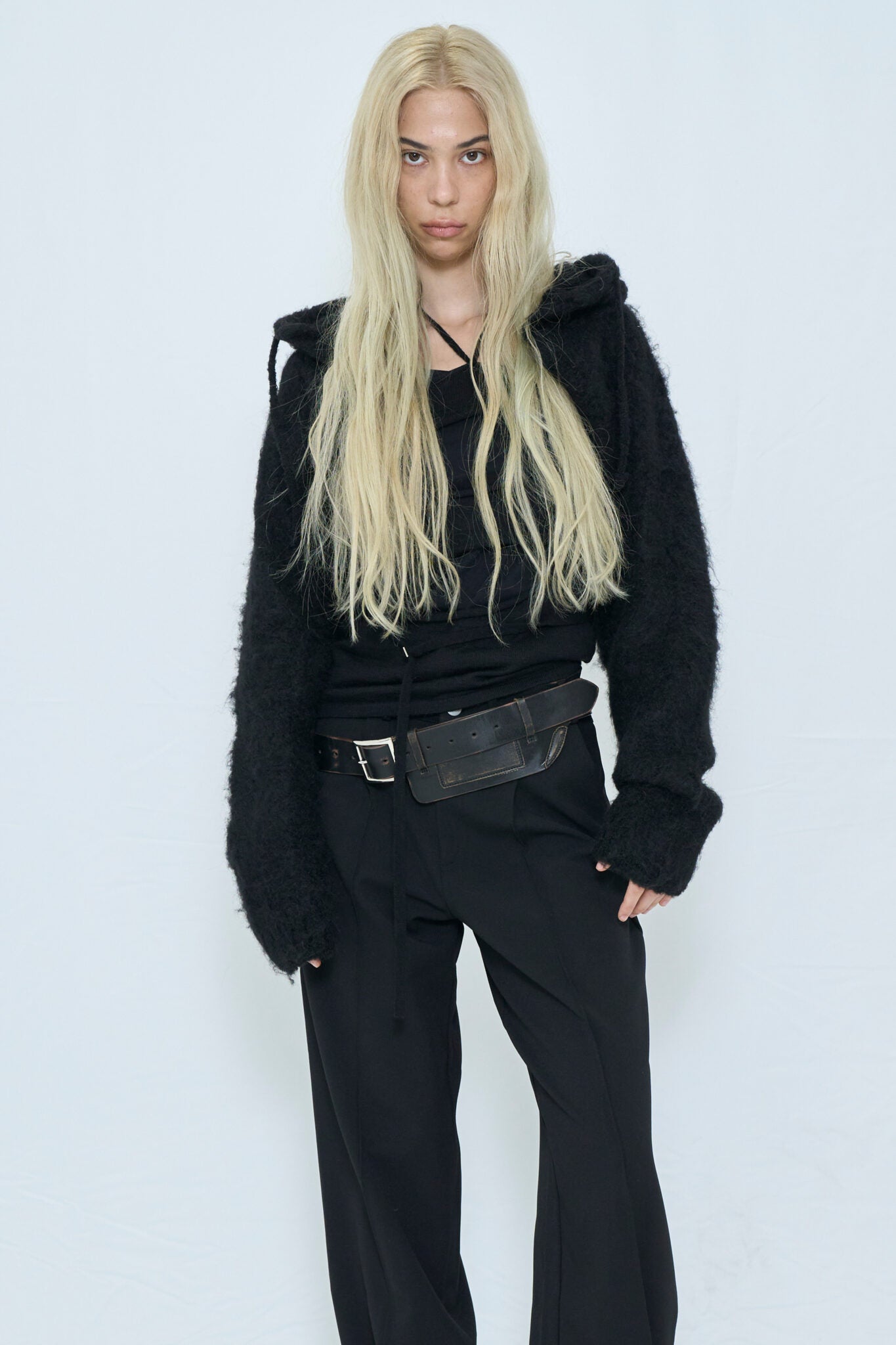 2way hooded muffler knit