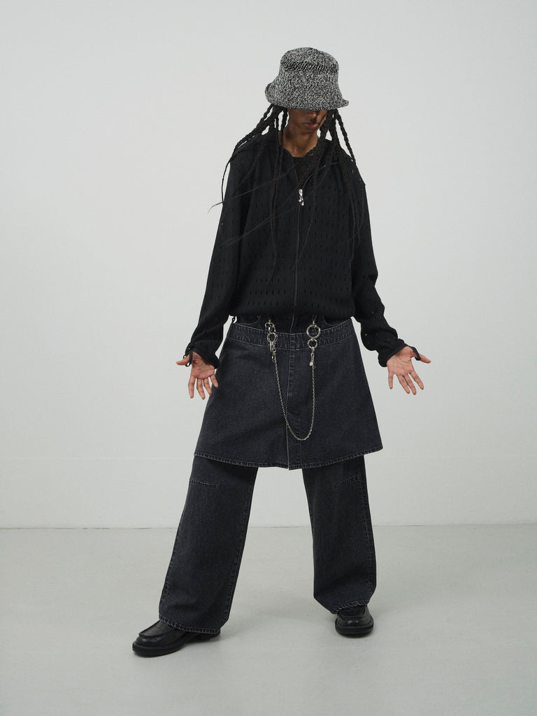 wrap skirt denim pants
