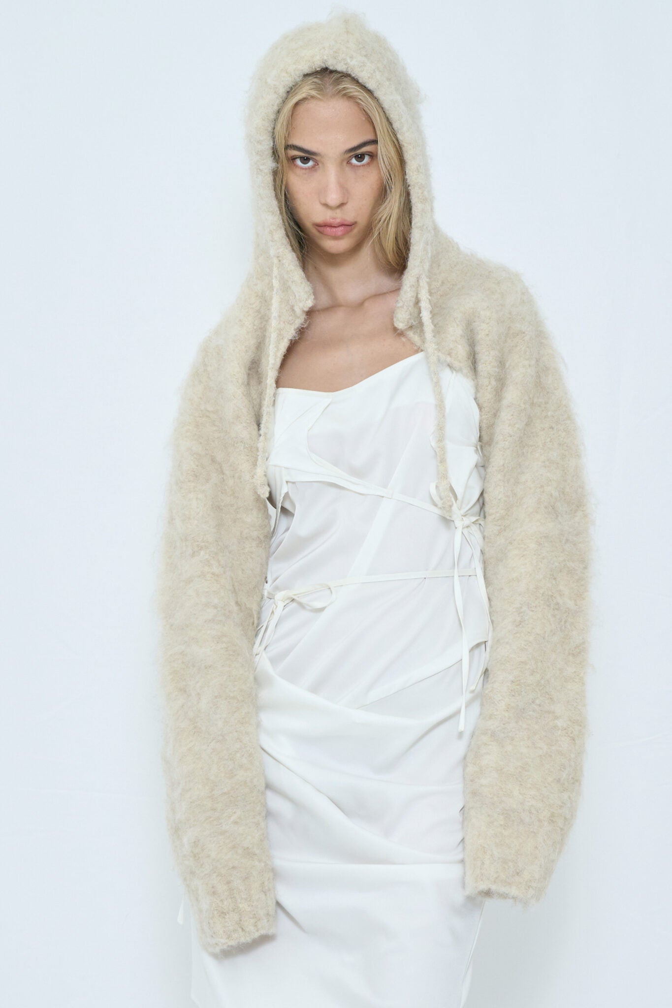 2way hooded muffler knit