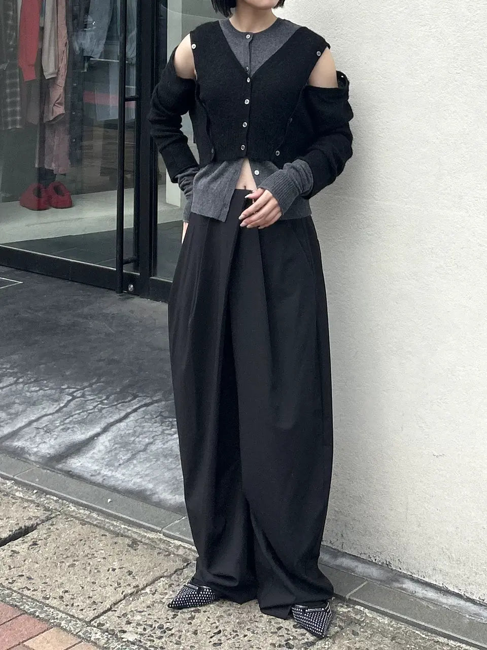 asymmetrical belt pants