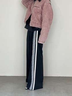 leather collar denim blouson