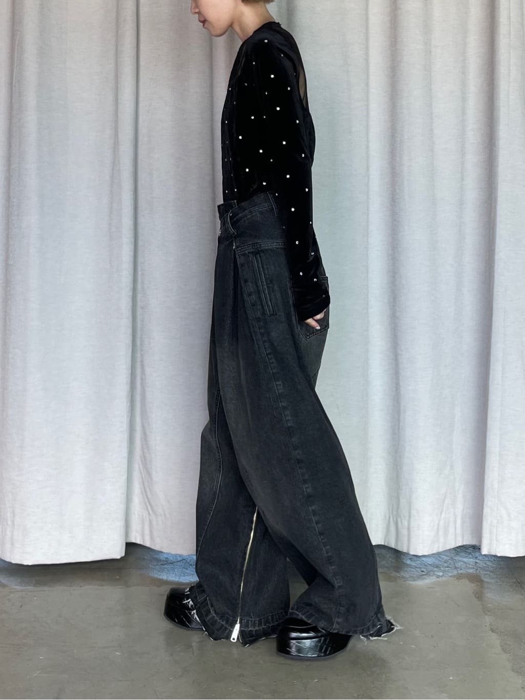 zip open denim pants