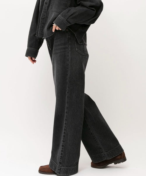 denim wide pants