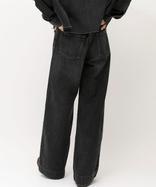 denim wide pants