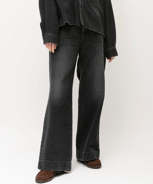 denim wide pants