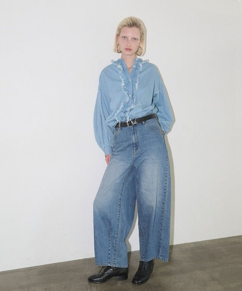 denim side seam pants