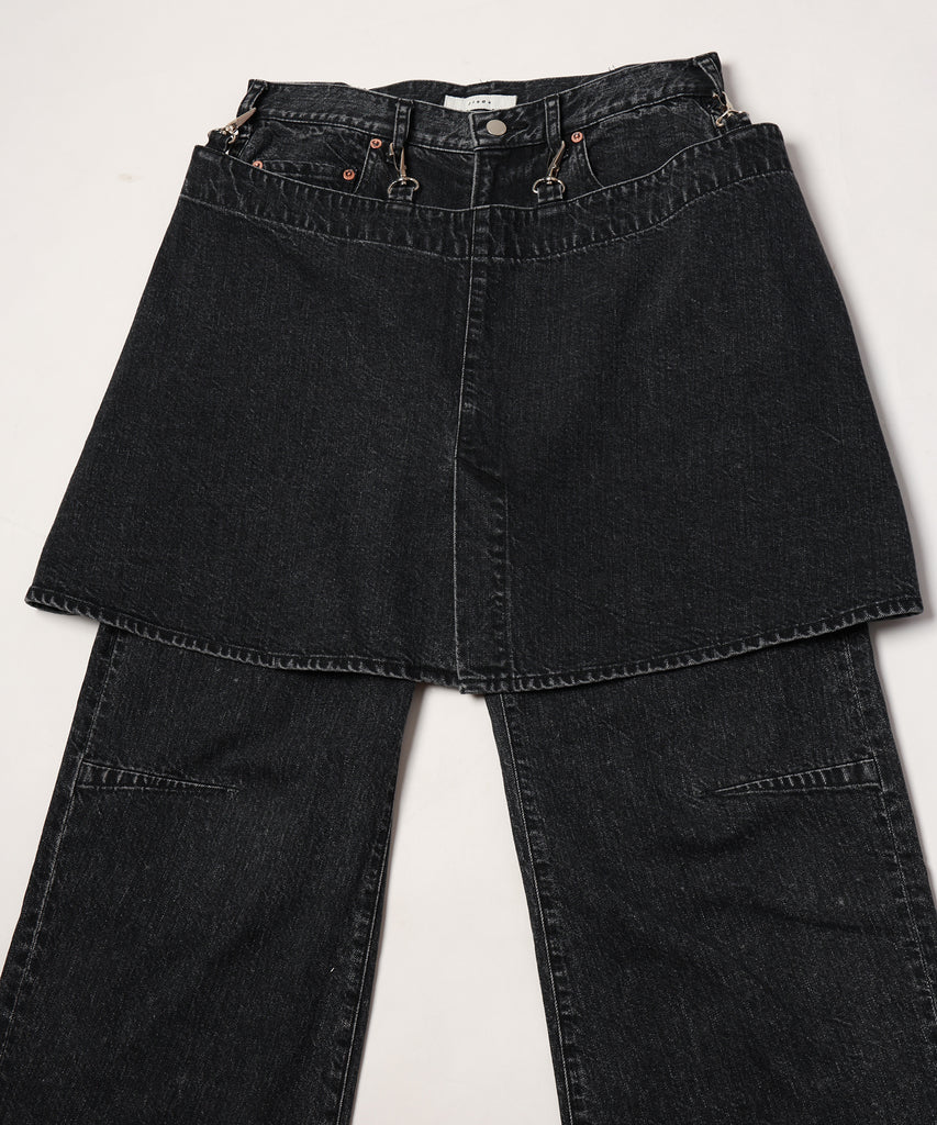 wrap skirt denim pants
