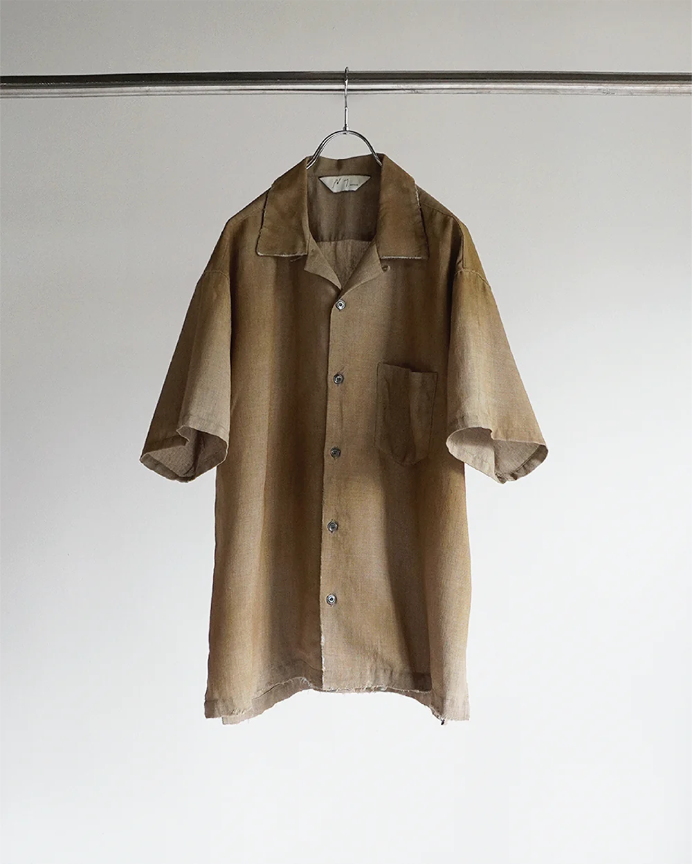 melange open collar ss shirt