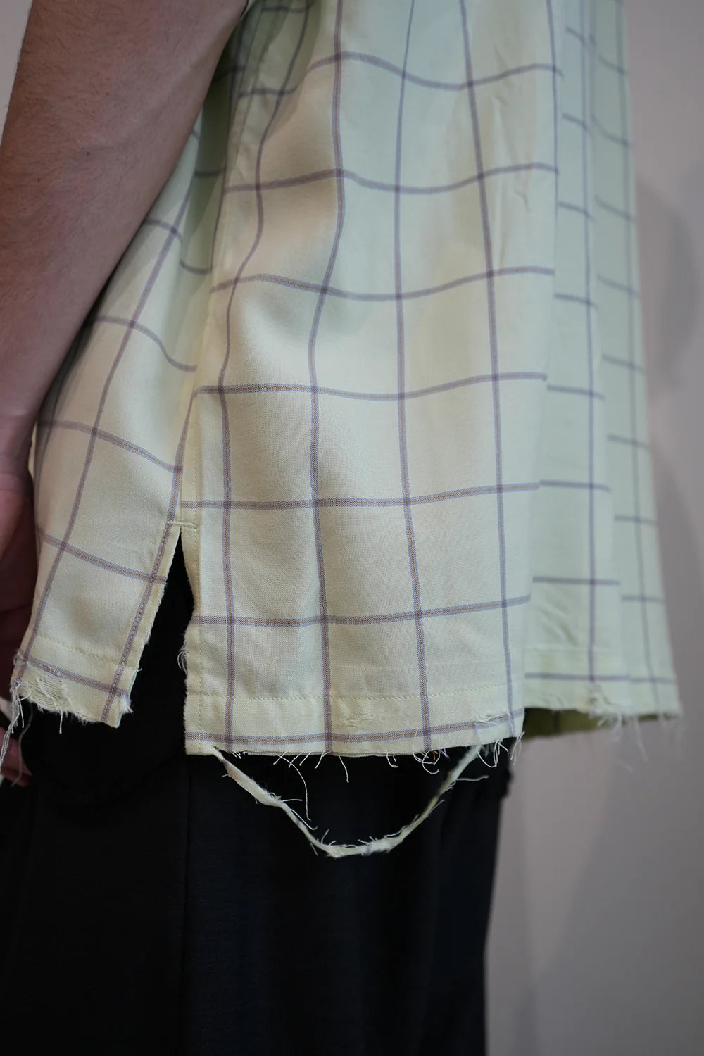 rayon check open collar ss shirt