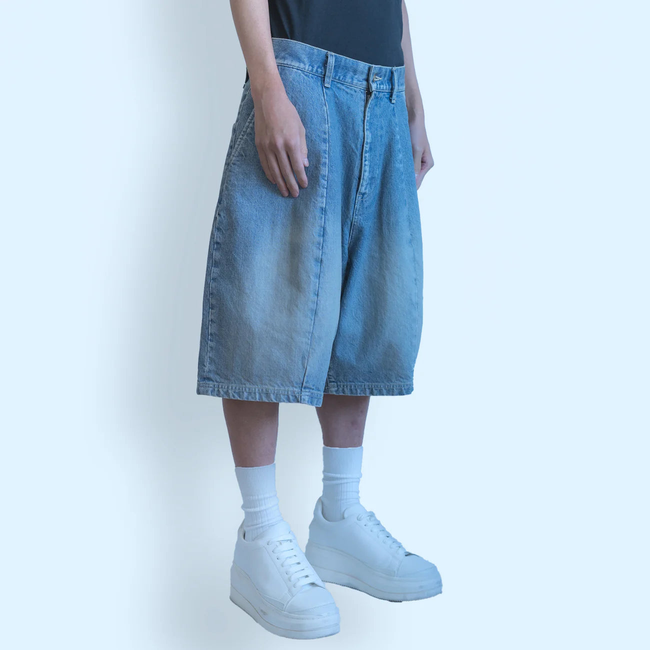 denim barrel harf pants