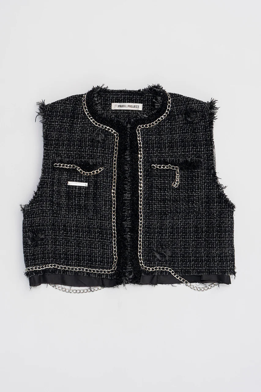 cropped tweed vest