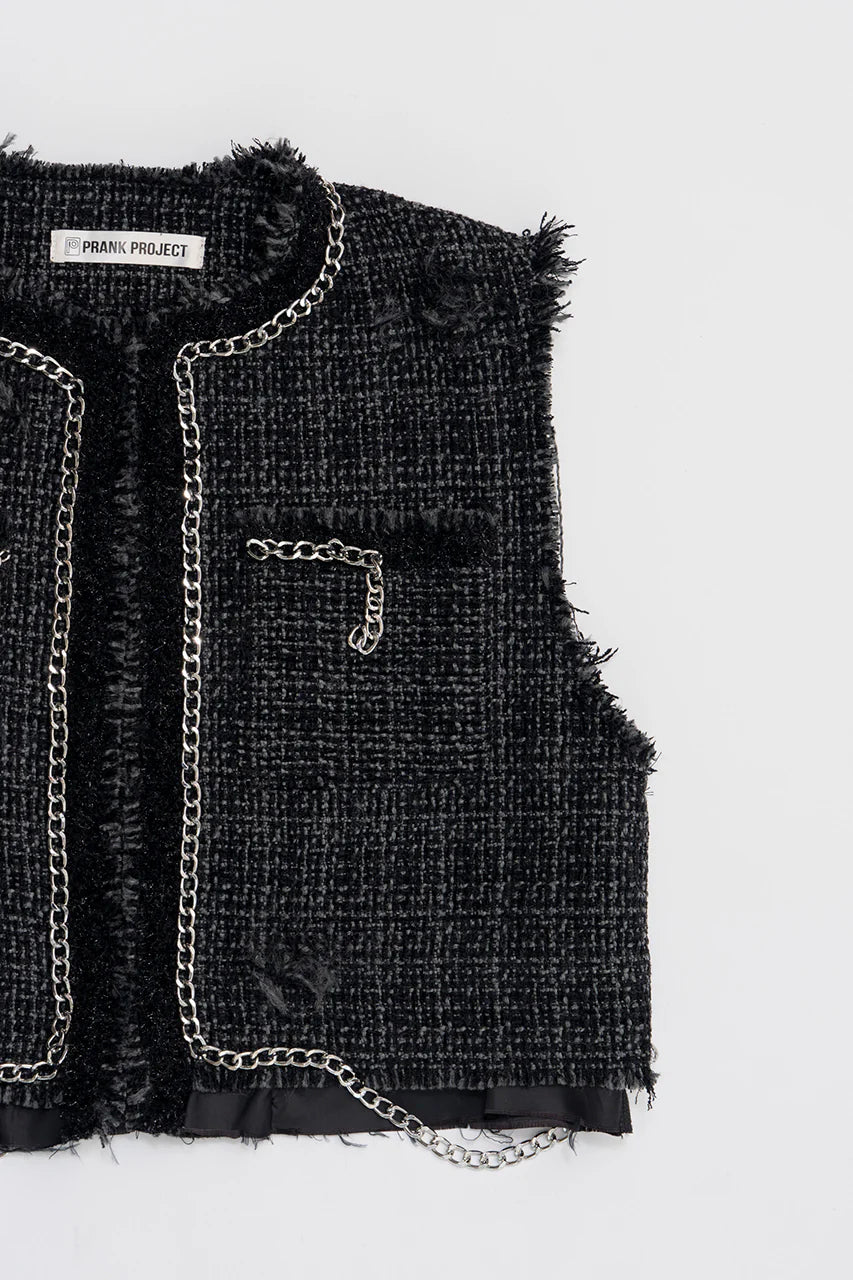 cropped tweed vest