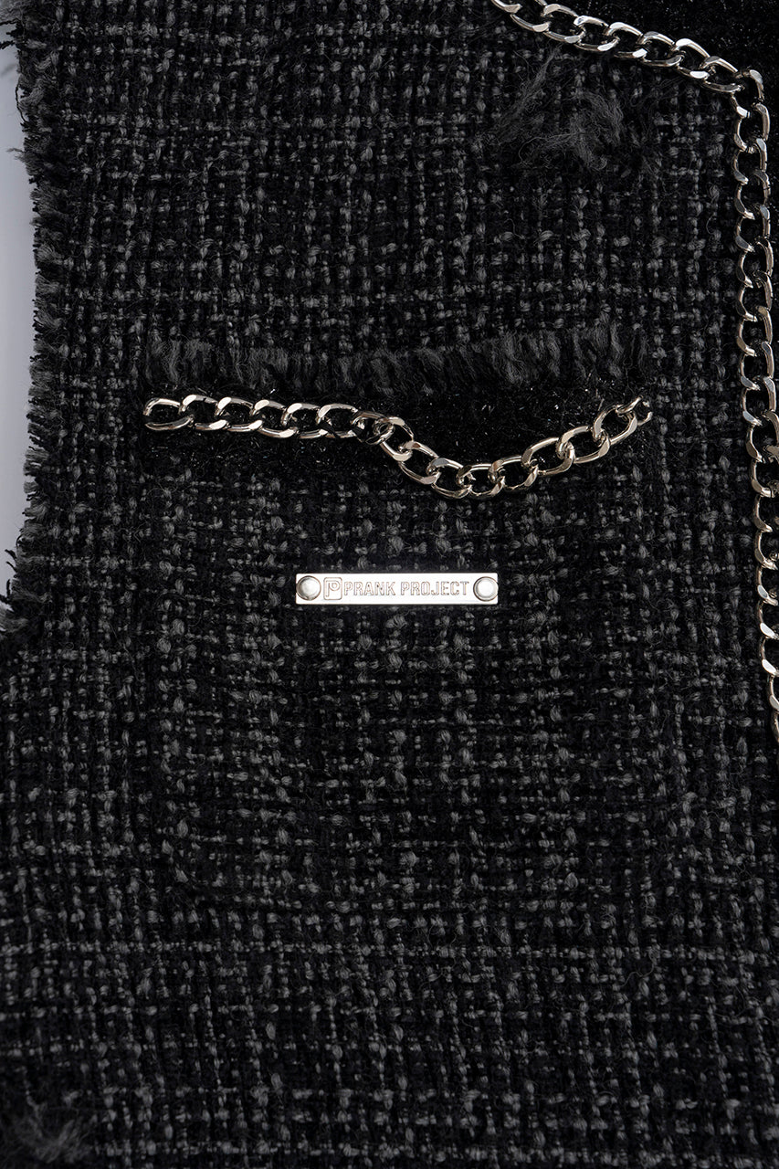 cropped tweed vest