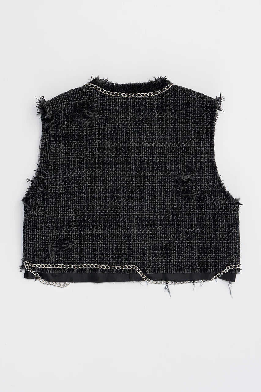 cropped tweed vest