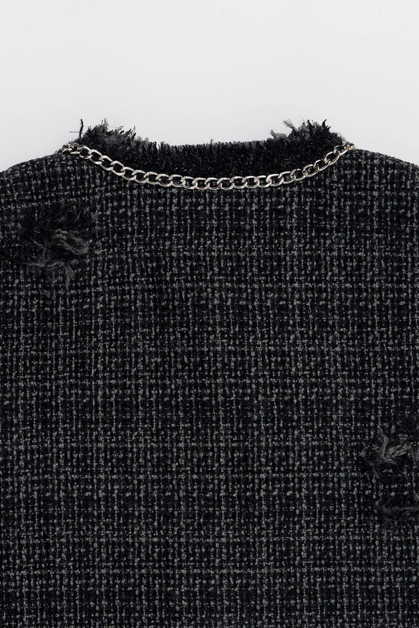 cropped tweed vest
