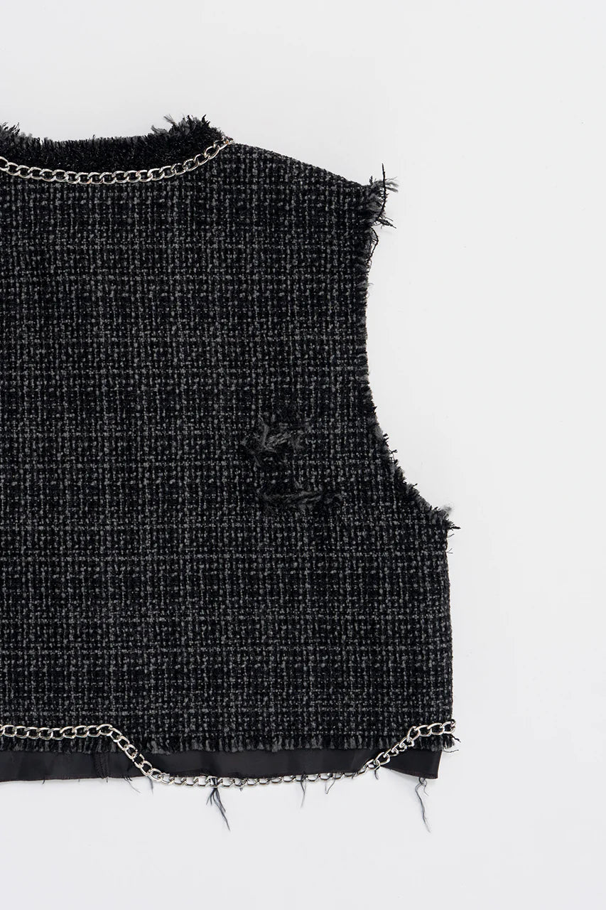 cropped tweed vest