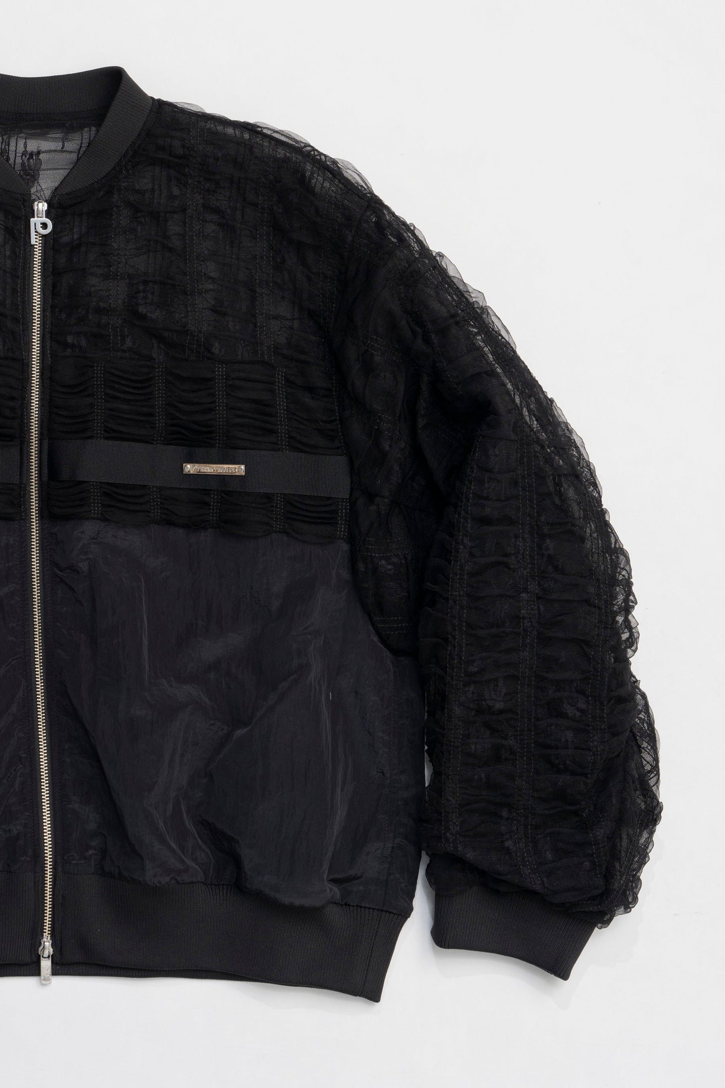 shirring lace blouson