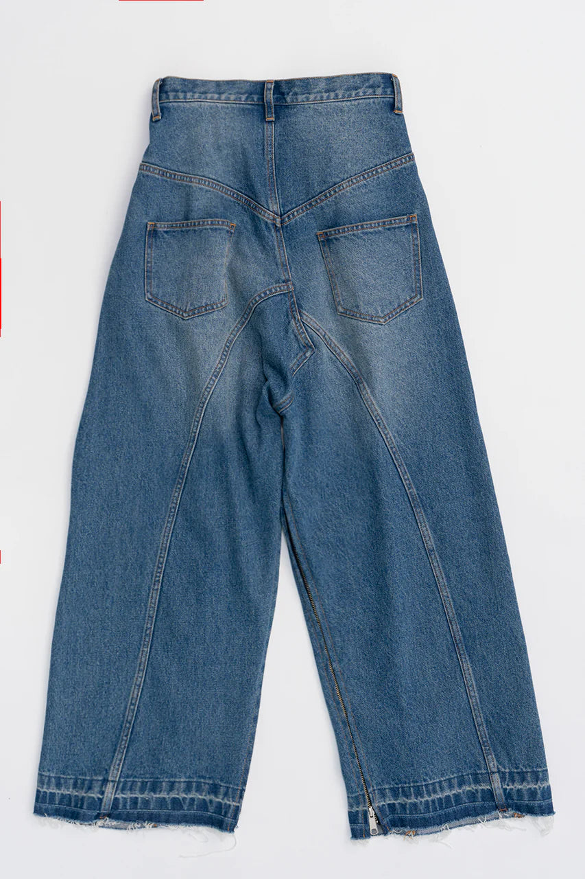 zip open denim pants