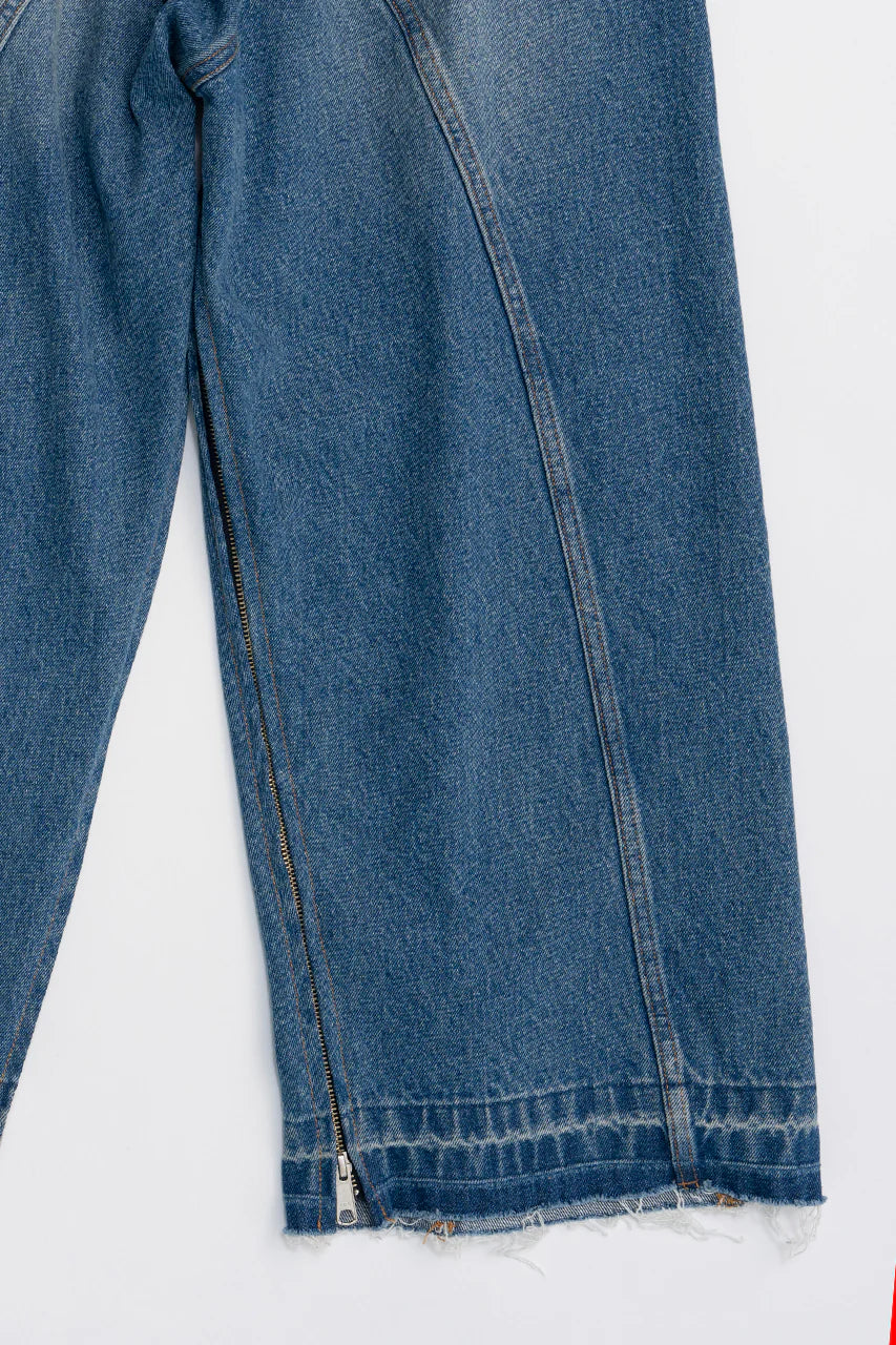 zip open denim pants