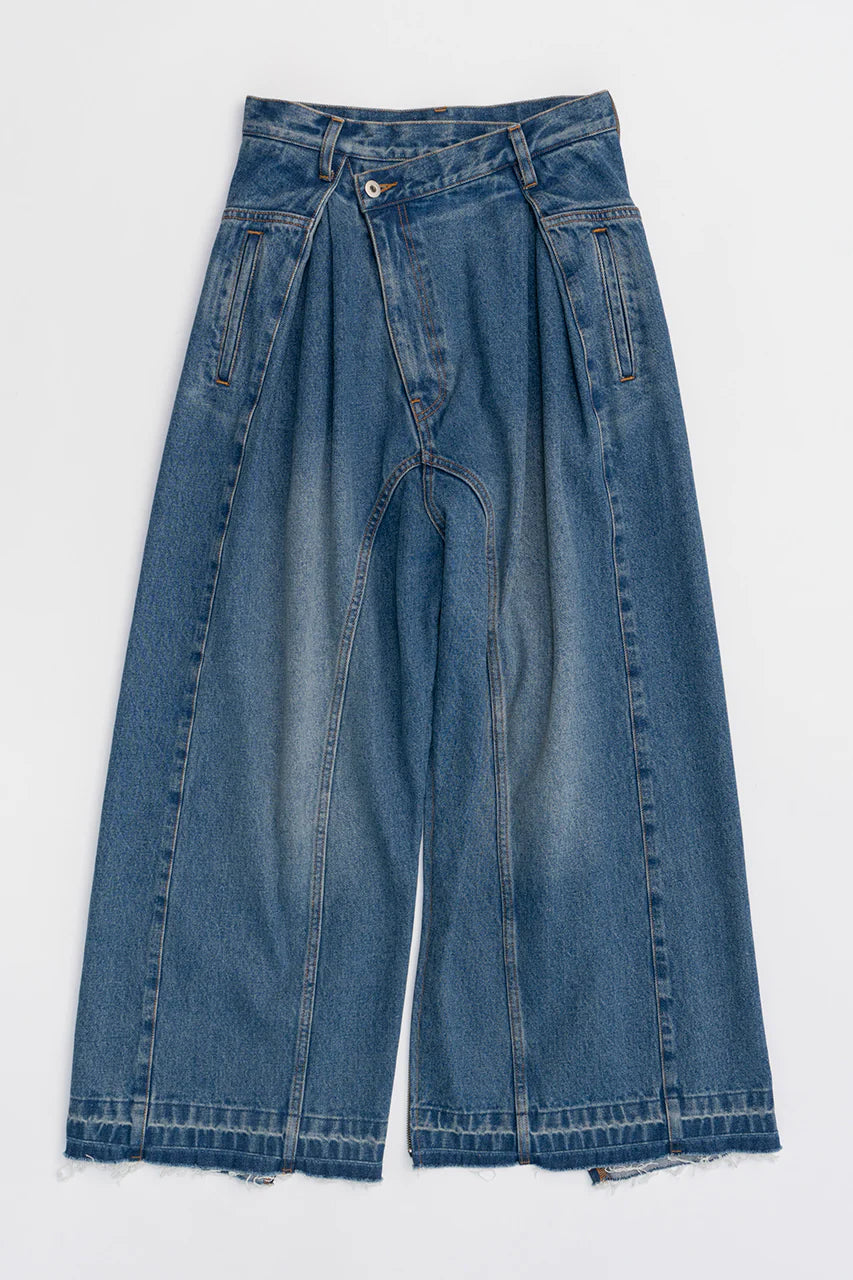 zip open denim pants