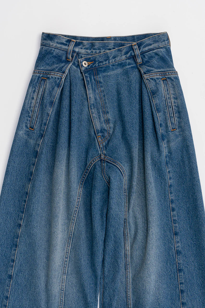 zip open denim pants