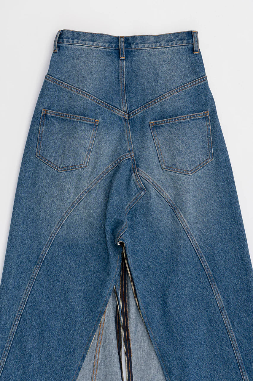 zip open denim pants
