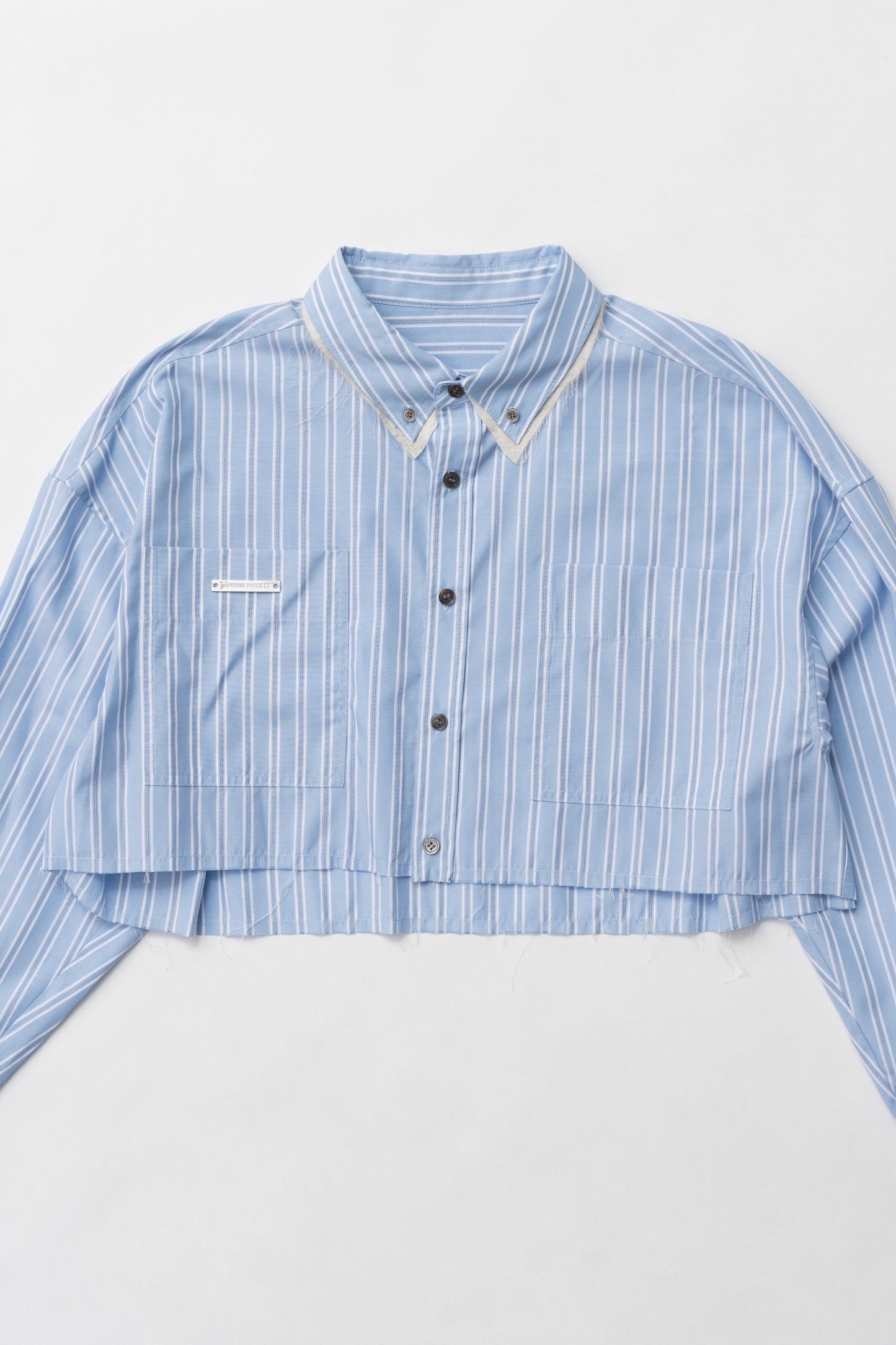 double collar cropped shirt