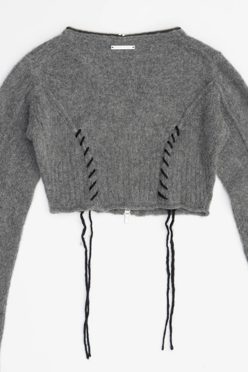 cashmere blend lace-up knit
