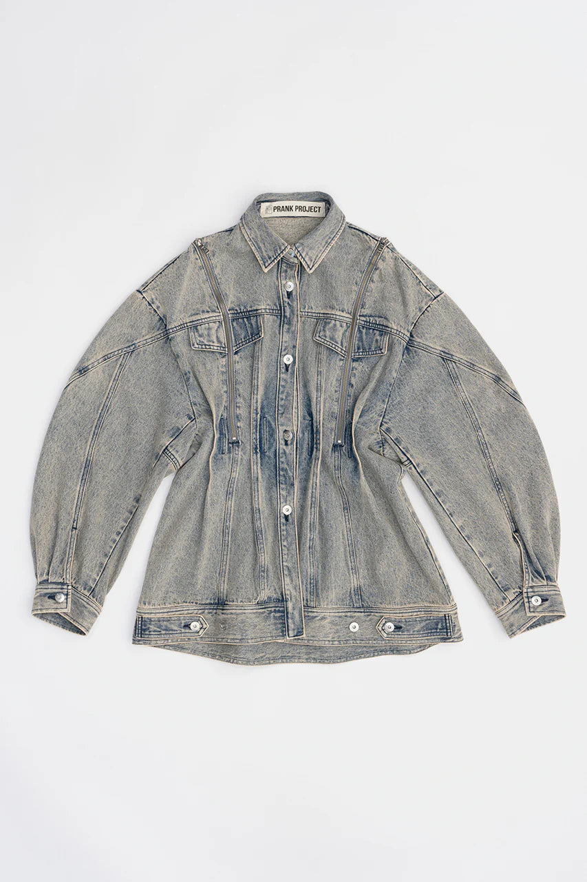 zip denim shirt blouson
