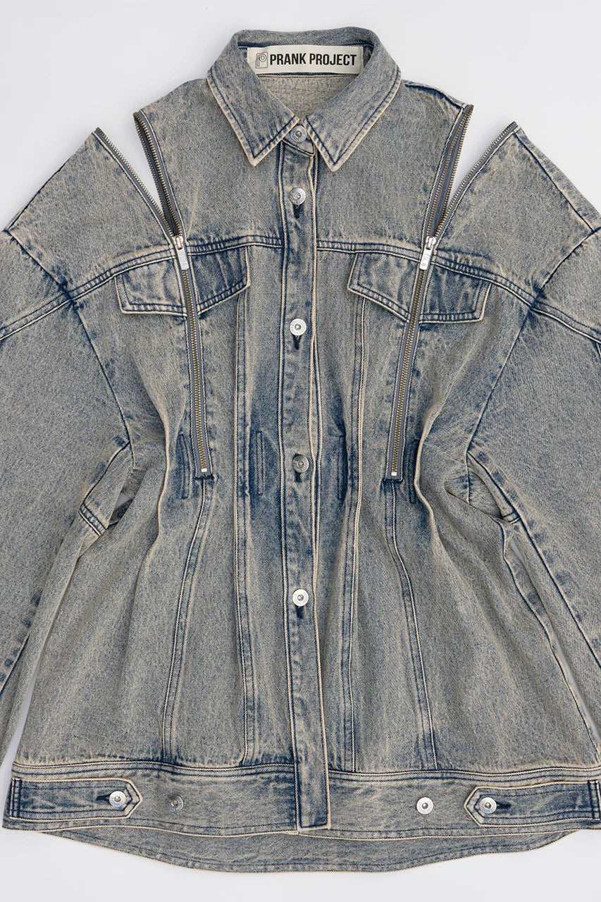 zip denim shirt blouson