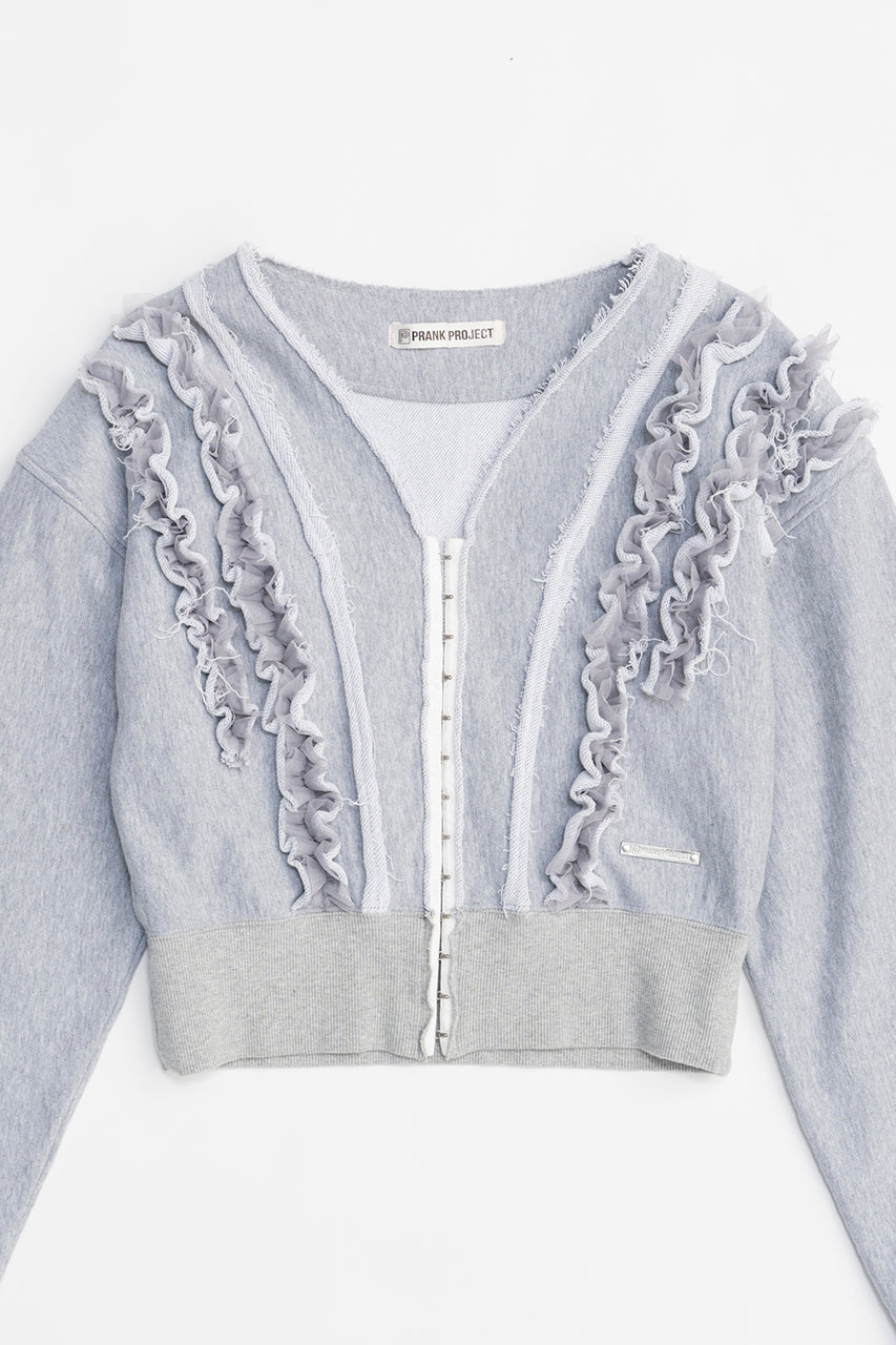 frills sweatshirt cardigan