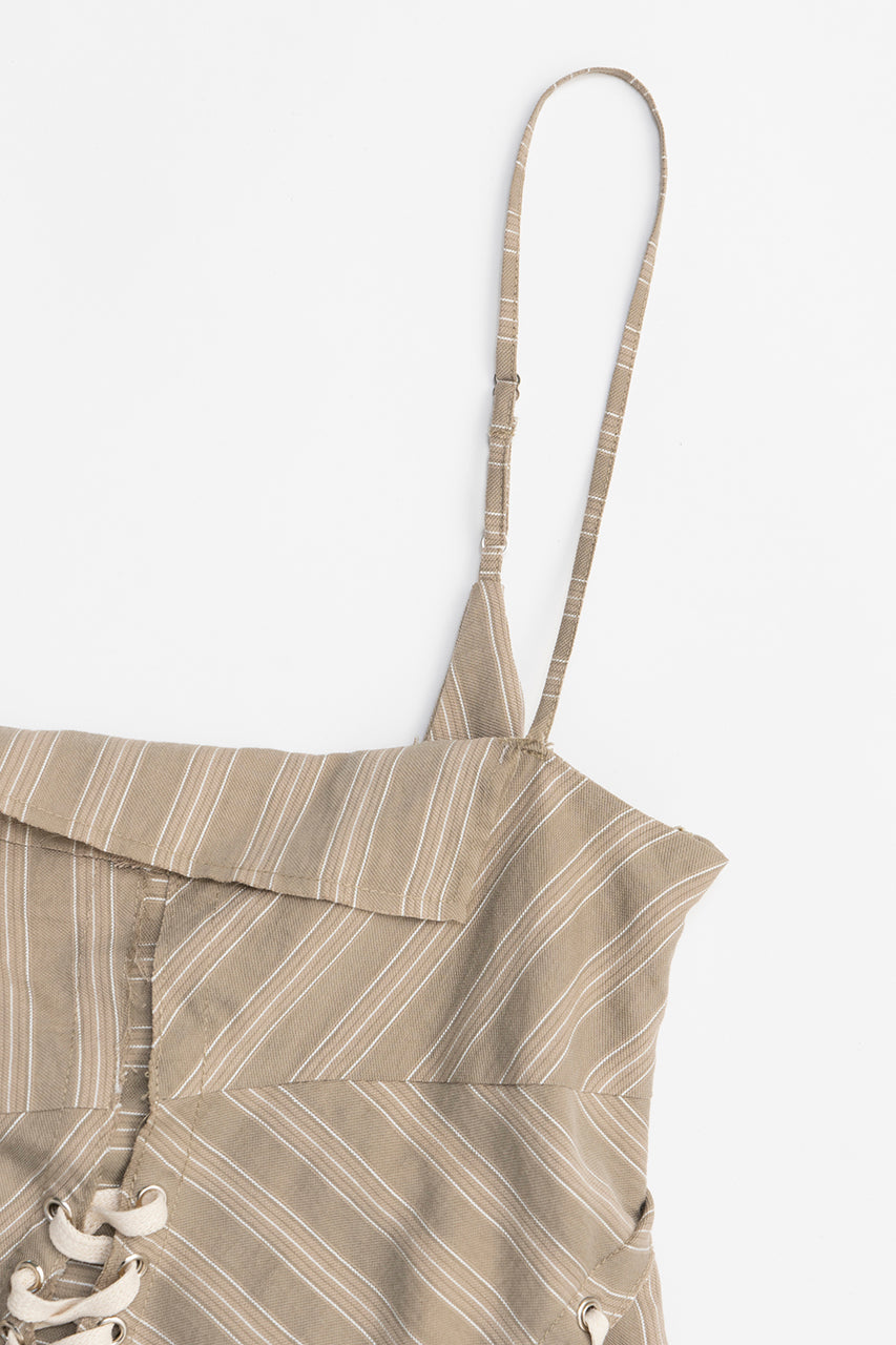 ruffle lace-up stripe top
