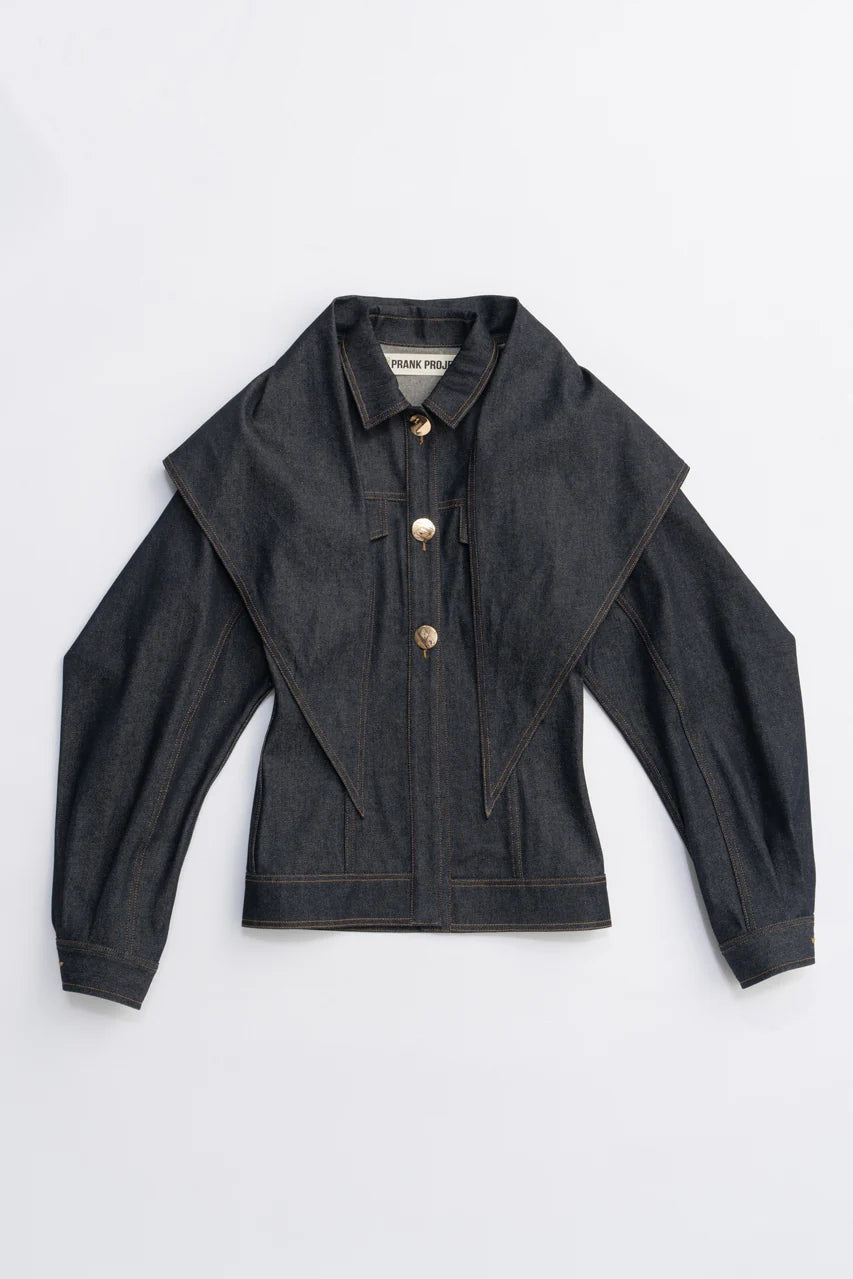 scarf-shaped denim jacket