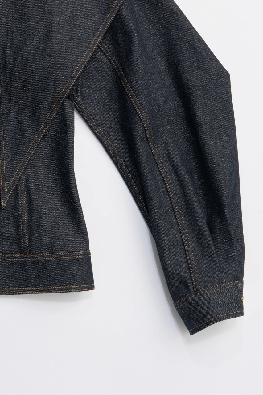 scarf-shaped denim jacket