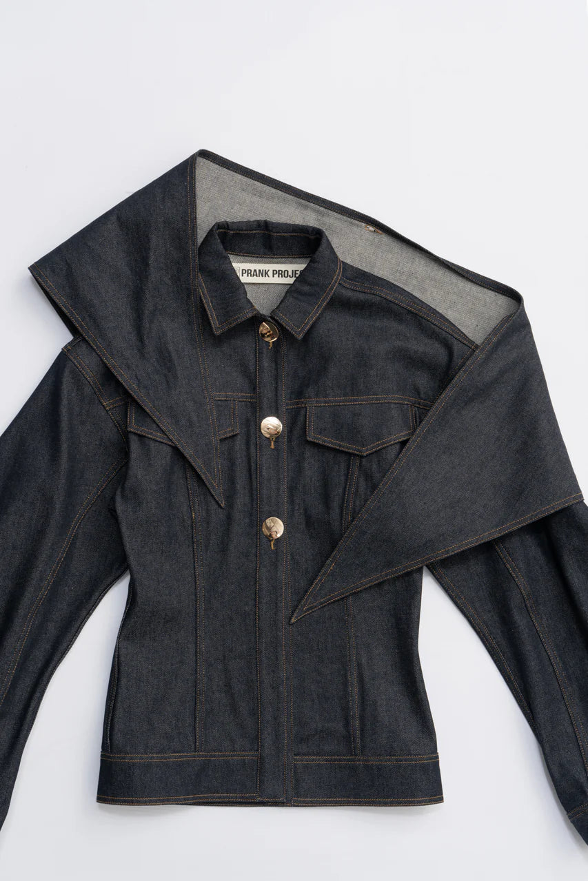 scarf-shaped denim jacket