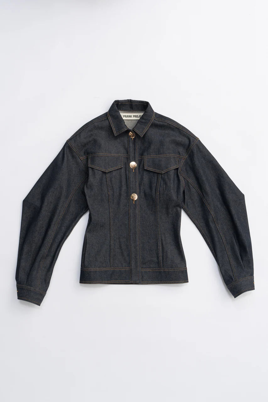 scarf-shaped denim jacket