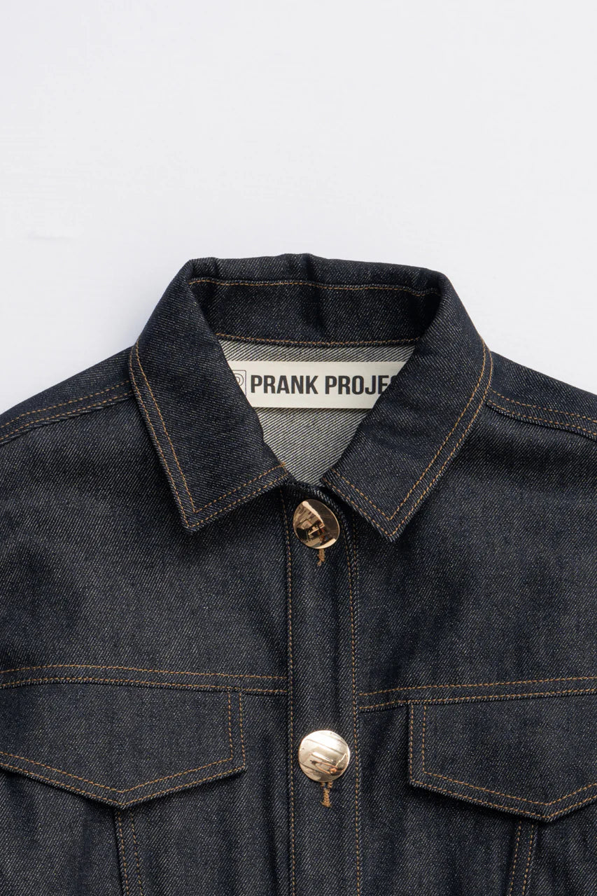 scarf-shaped denim jacket