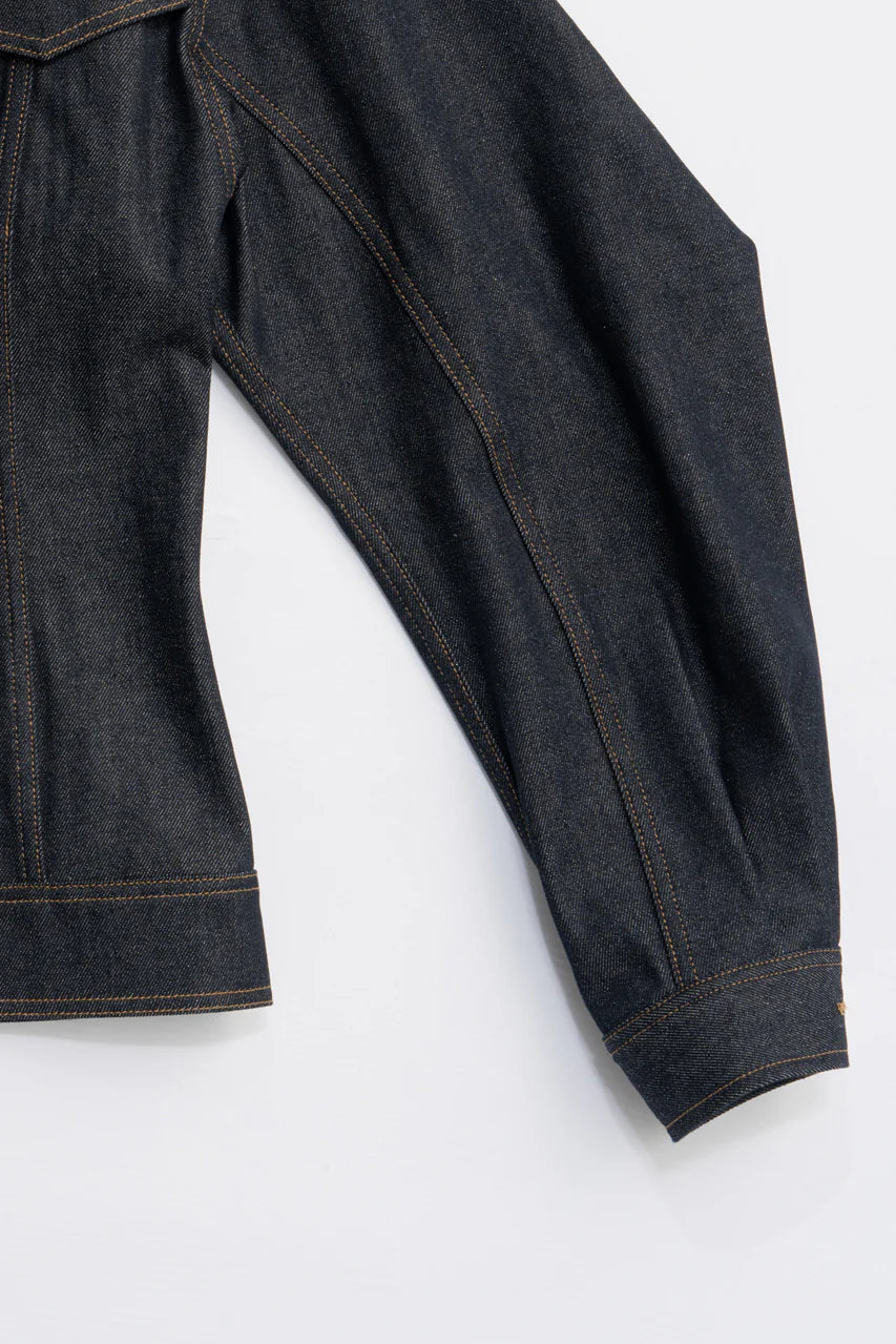 scarf-shaped denim jacket