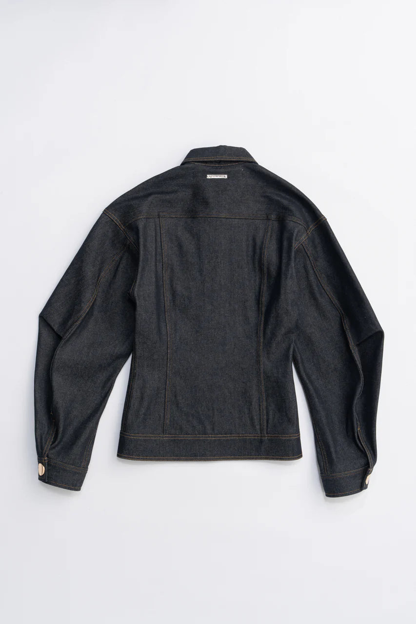scarf-shaped denim jacket