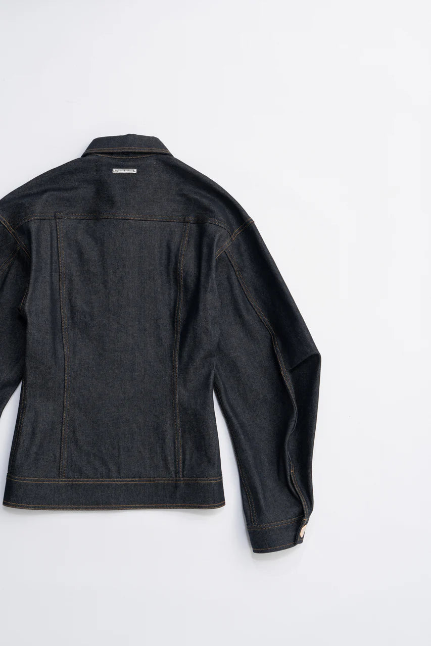 scarf-shaped denim jacket