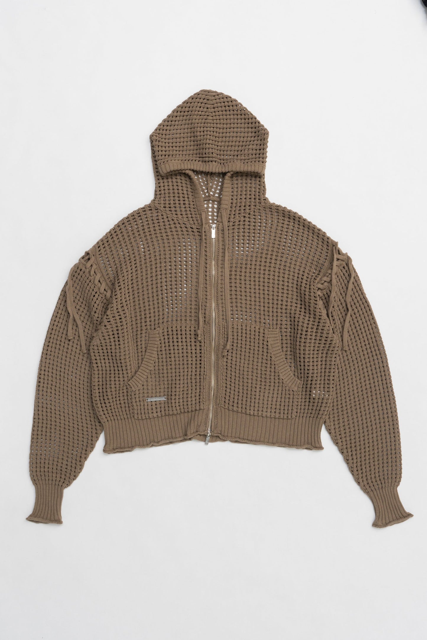mesh knit hoodie