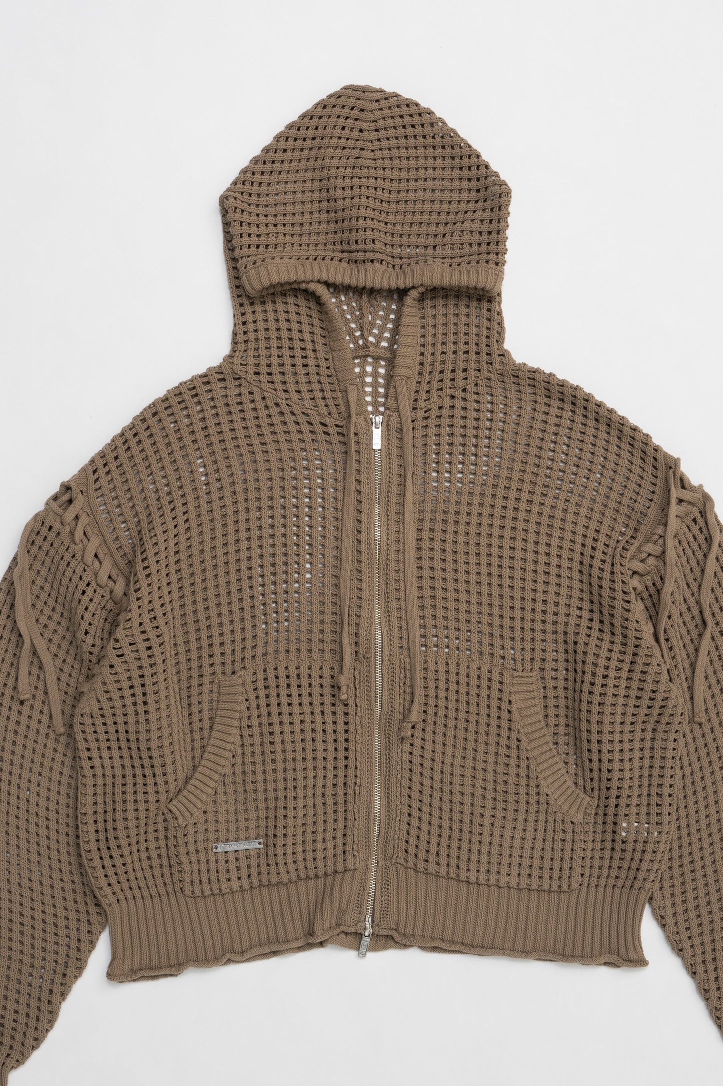 mesh knit hoodie