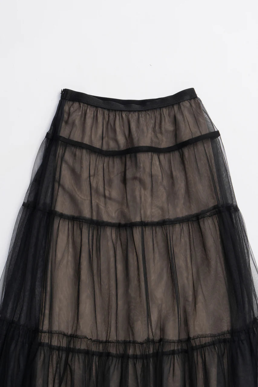 ruffle hem tulle skirt