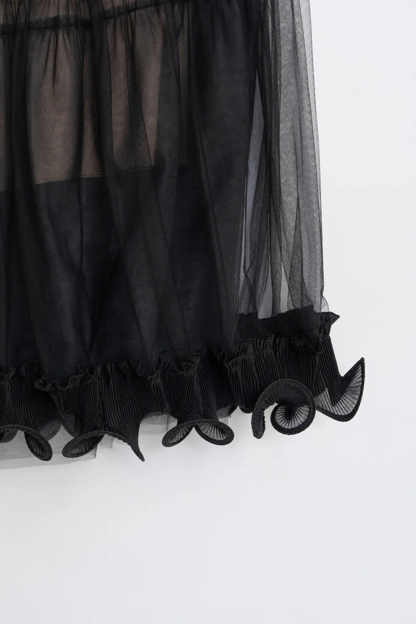 ruffle hem tulle skirt